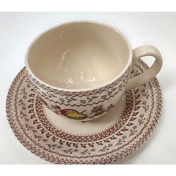 Johnson Brothers Cup and Saucer Fruit Sampler Old Granite Staffordshire England - Picture 2 of 6